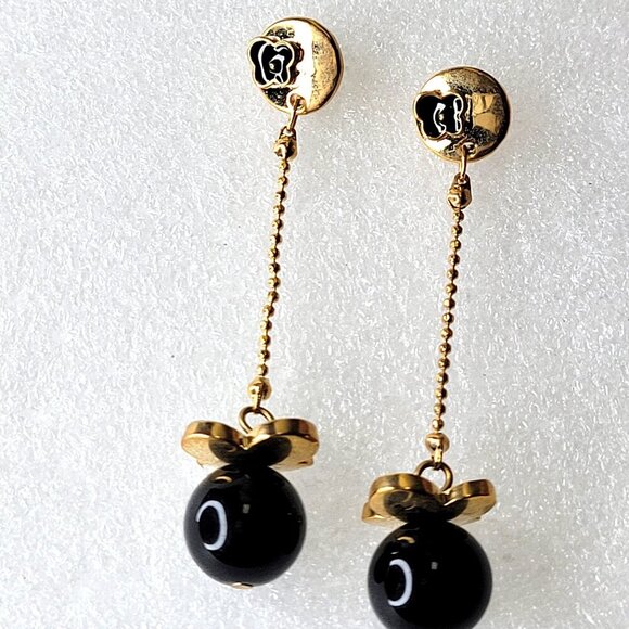 Black and Gold Drop Earrings - Picture 2 of 6